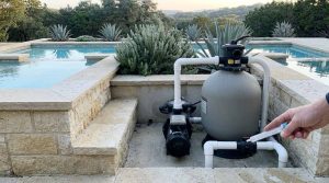 Inspection of a pool pump and filtration system for winter freeze protection in Austin.