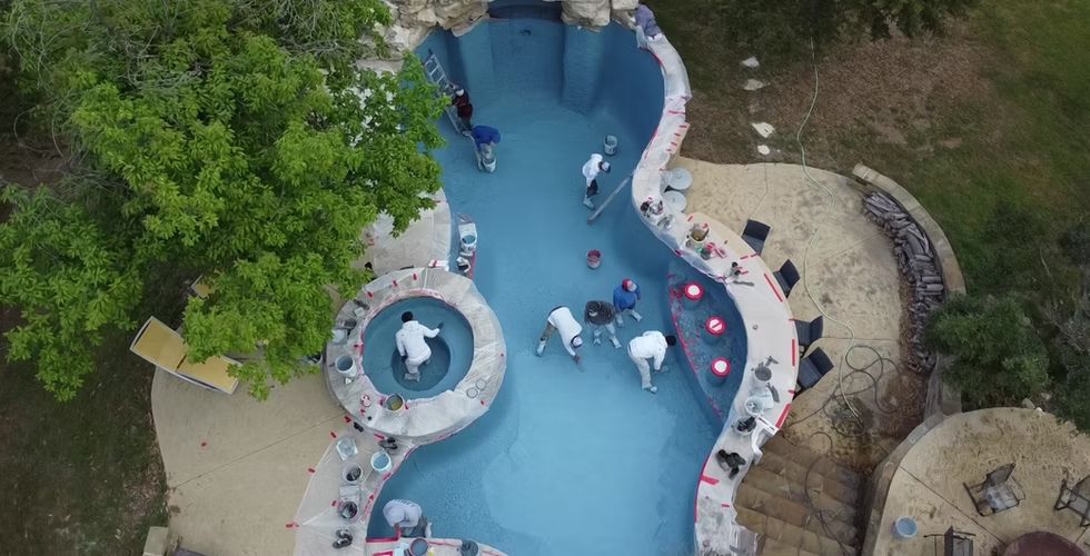 Luxury swimming pool with crystal clear water overlooking the Texas Hill Country.